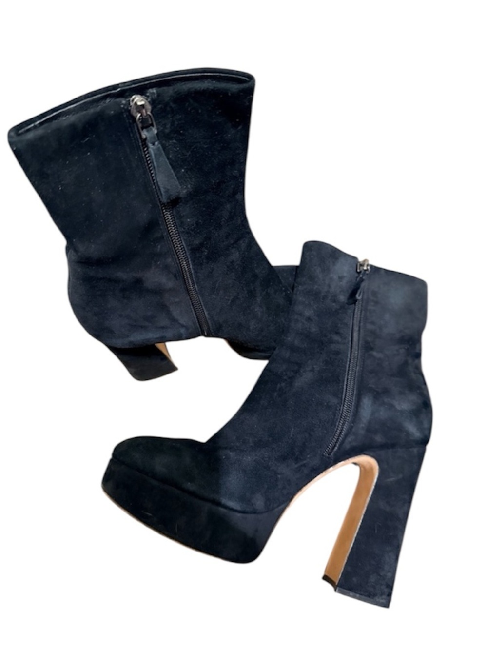 Alexandre Birman Black Suede Genuine Leather Platform Ankle Boots Booties 40/9.5 - Picture 3 of 4